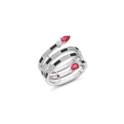 37280309 - Beetlejuice 18ct White Gold Ruby 
Diamond Spiral Wrap Ring