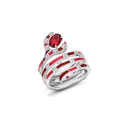 37280310 - Beetlejuice 18ct White Gold Ruby 
Diamond Sandworm Spiral Wrap Ring