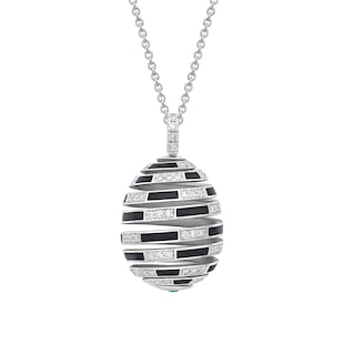 Fabergé Beetlejuice 18ct White Gold Diamond & Emerald Spiral Pendant