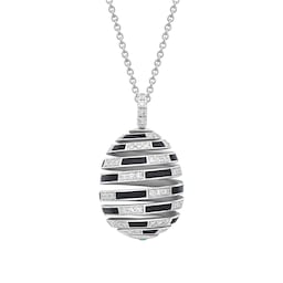 37280312 - Beetlejuice 18ct White Gold Diamond & Emerald Spiral Pendant