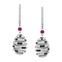 37280316 - Beetlejuice 18ct White Gold Ruby 
Diamond Spiral Earrings