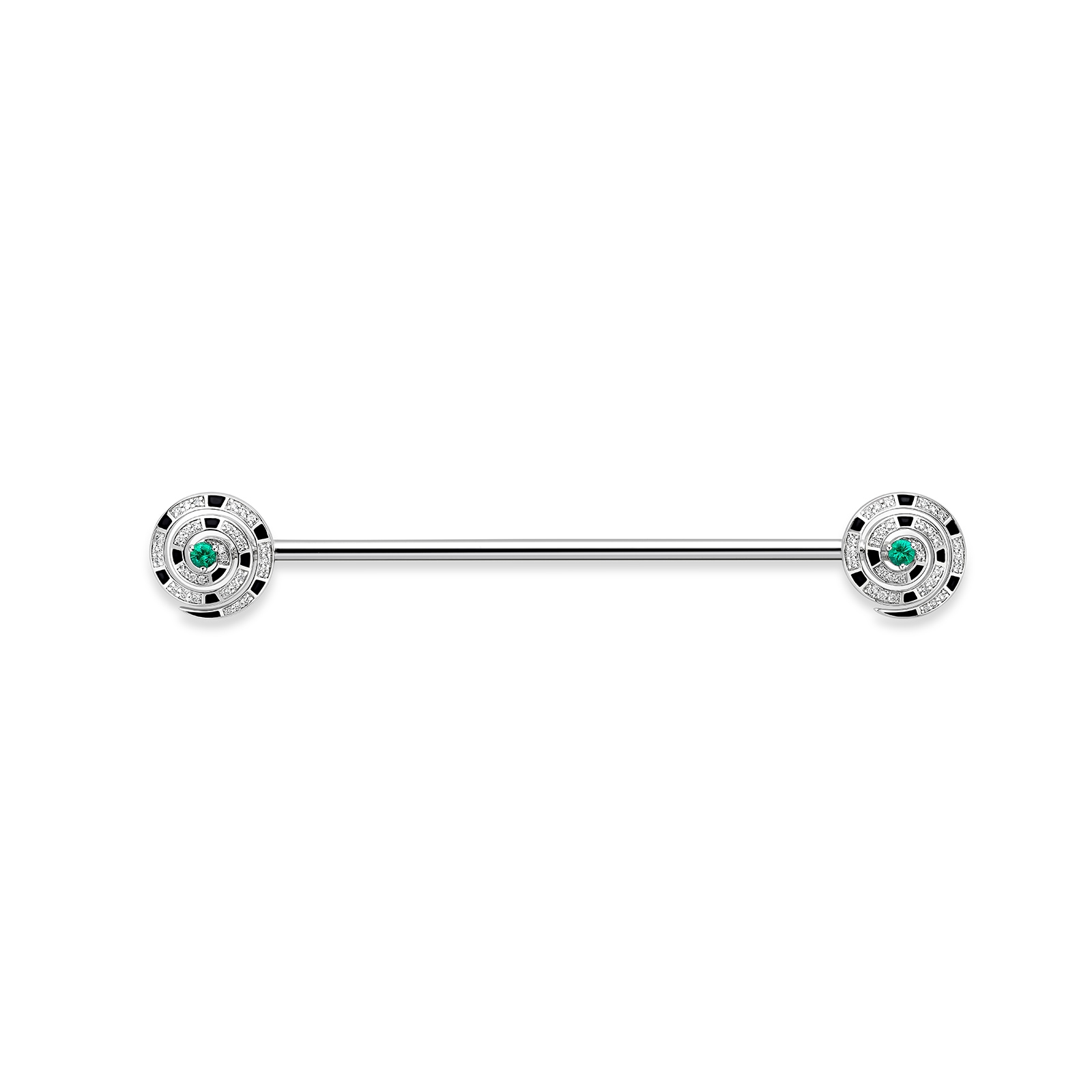 Beetlejuice 18ct White Gold Emerald & Diamond Spiral Collar Bar