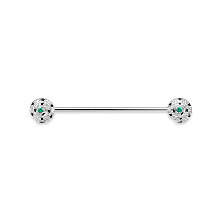 Fabergé Beetlejuice 18ct White Gold Emerald & Diamond Spiral Collar Bar