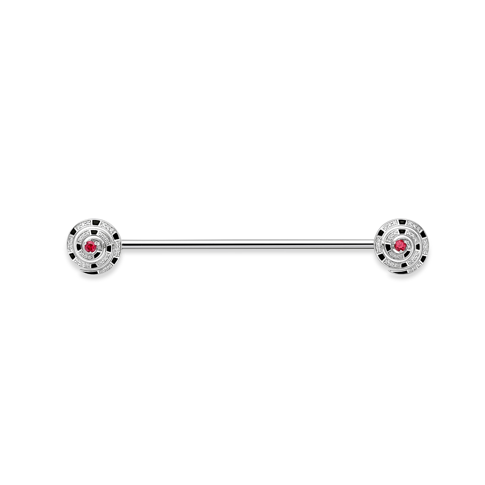 Beetlejuice 18ct White Gold Ruby & Diamond Spiral Collar Bar