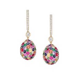 37280325 - Emotion 18ct Yellow Gold Multicoloured Gemstone Egg Drop Earrings