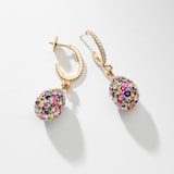 Fabergé Emotion 18ct Yellow Gold Multicoloured Gemstone Egg Drop Earrings