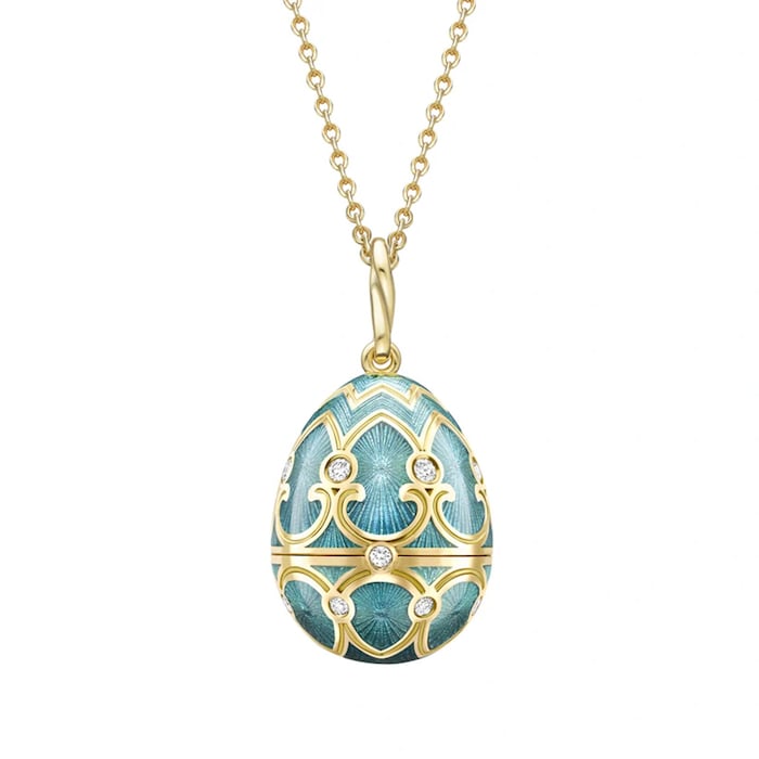 Fabergé Heritage 18ct Yellow Gold Diamond & Turquoise Enamel Heart Surprise Locket