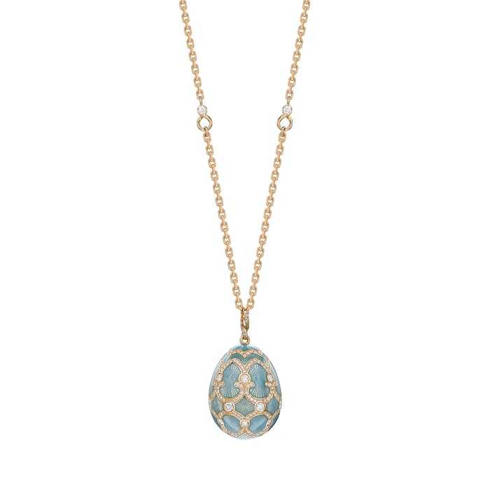 Fabergé Heritage 18ct Yellow Gold Diamond & Turquiose Enamel Grande Egg Pendant