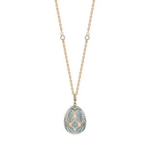 Fabergé Heritage 18ct Yellow Gold Diamond & Turquiose Enamel Grande Egg Pendant