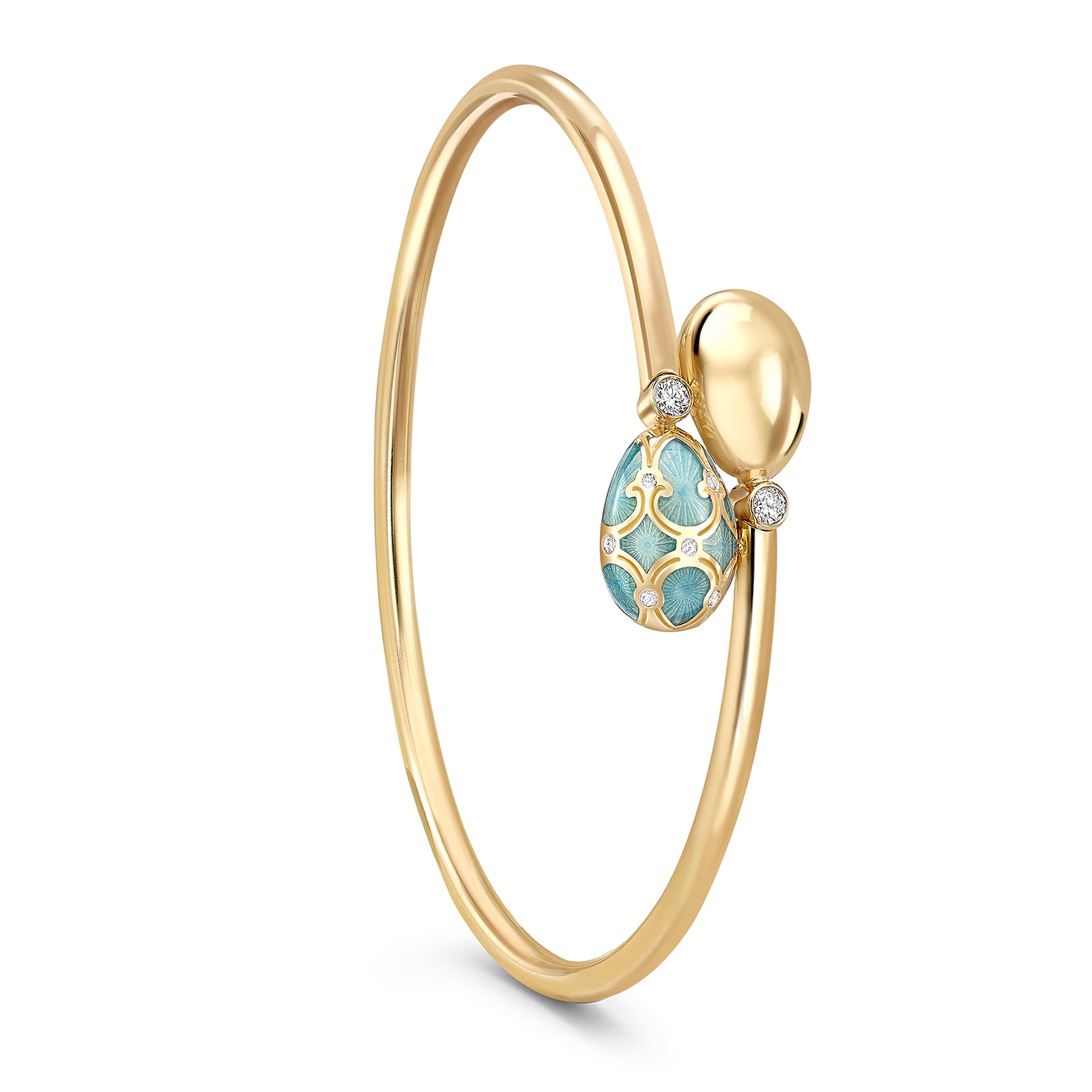 Heritage 18ct Yellow Gold Diamond & Turquoise Enamel Crossover Bracelet