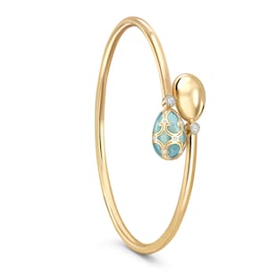 Fabergé Heritage 18ct Yellow Gold Diamond & Turquoise Enamel Crossover Bracelet