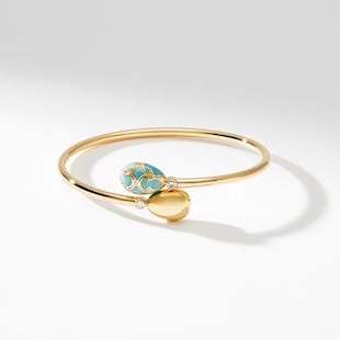 Fabergé Heritage 18ct Yellow Gold Diamond & Turquoise Enamel Crossover Bracelet