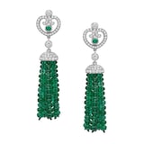 Fabergé Heritage 18ct White Gold Emerald & 1.18ct Diamond Imperatrice Tassel Earrings