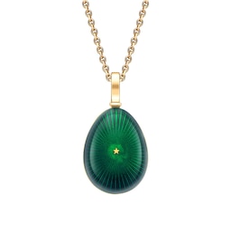 37280359 - Heritage 18ct Yellow Gold Green Enamel Starburst Egg Pendant