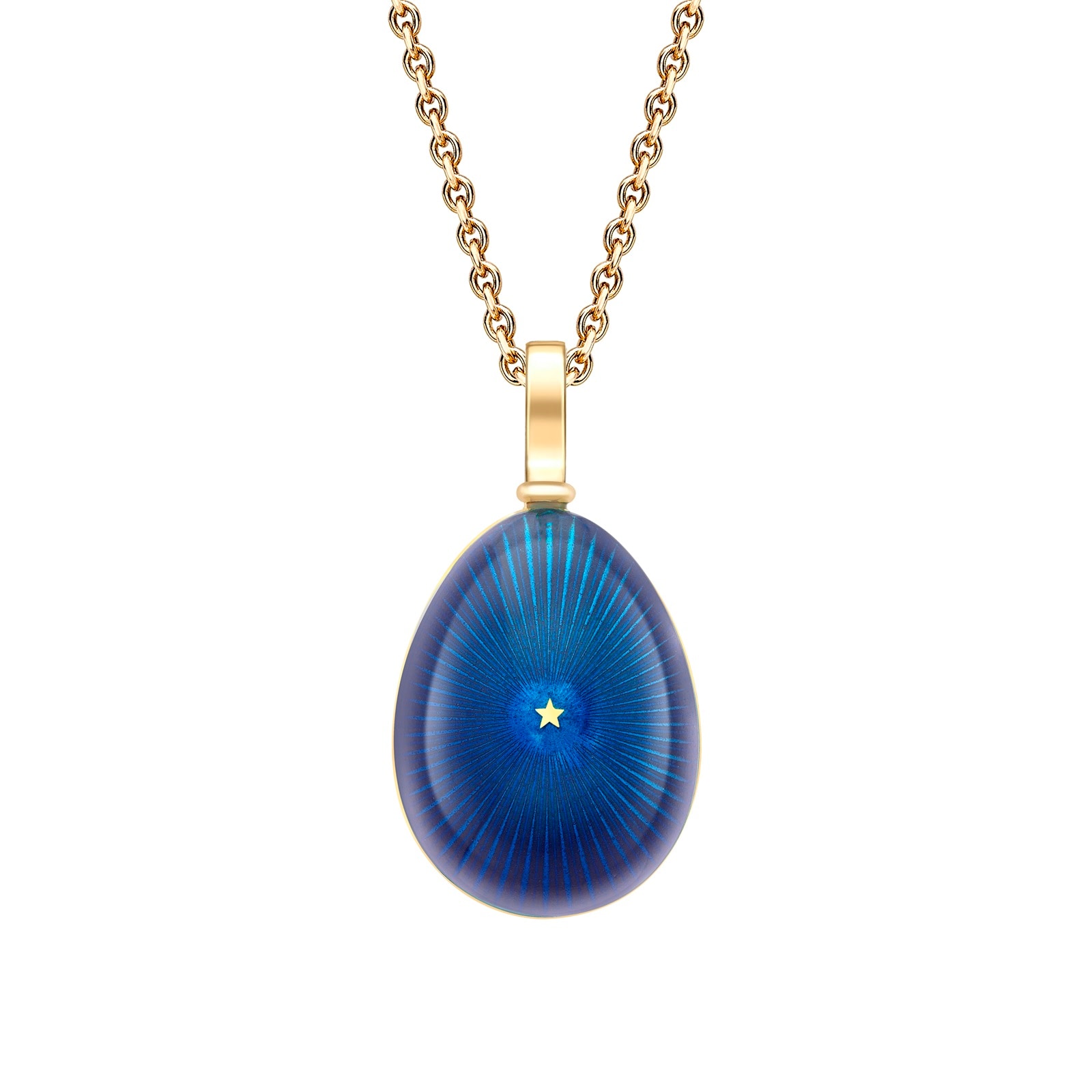 Fabergé Heritage 18ct Yellow Gold Blue Enamel Starburst Egg Pendant Fabergé Heritage 18ct Yellow Gold Blue Enamel Starburst Egg Pendant