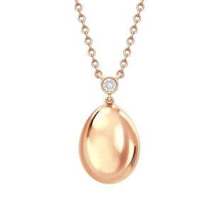 Fabergé Essence 18ct Rose Gold 0.05ct Diamond Petite Egg Pendant