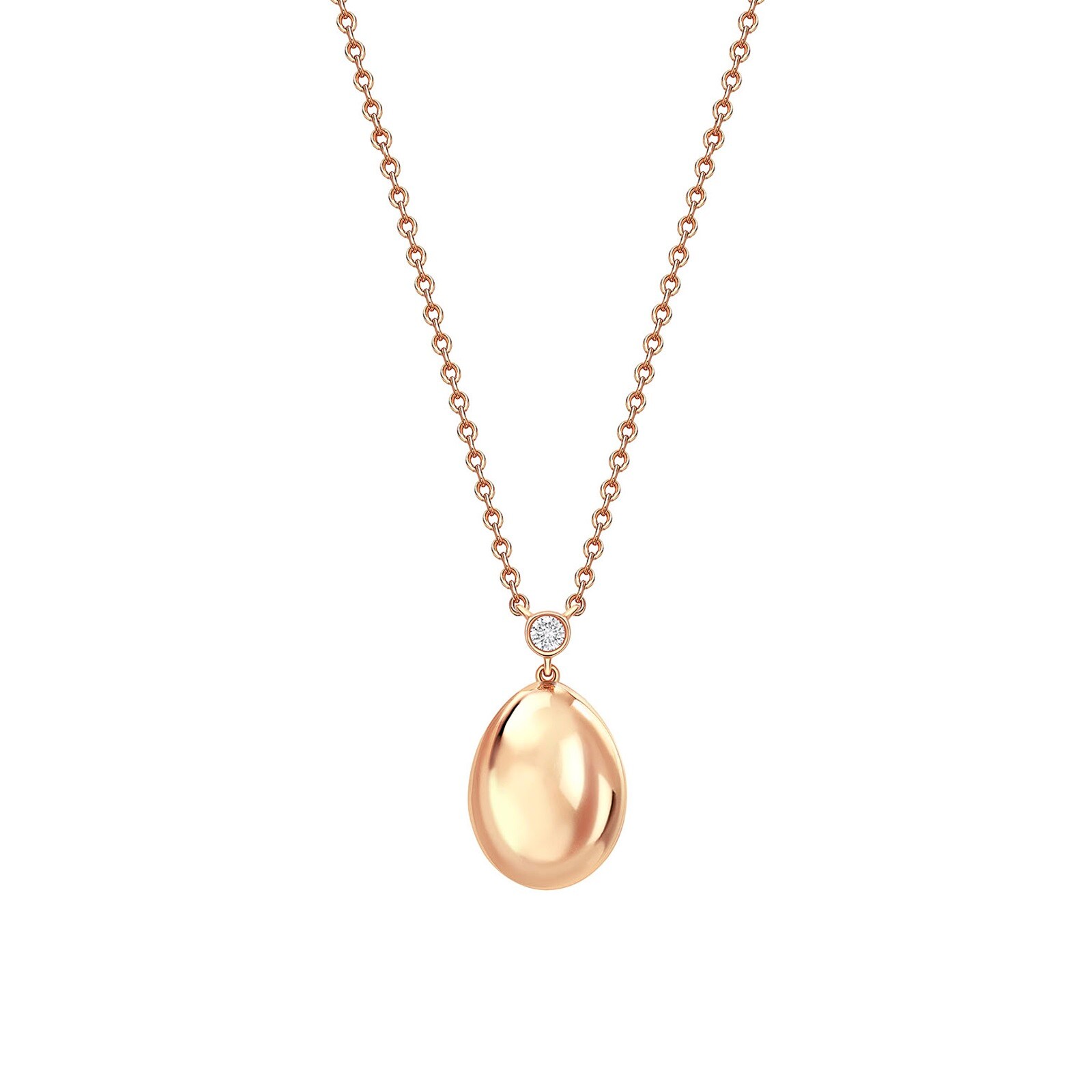 Fabergé Essence 18ct Rose Gold 0.05ct Diamond Petite Egg Pendant