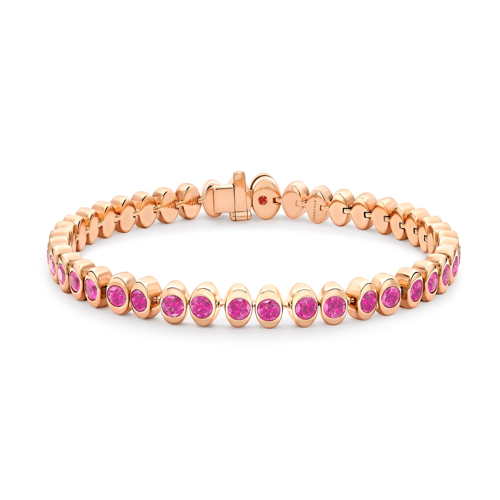 Fabergé Colours Of Love 18ct Rose Gold Cosmic Curve Pink Sapphire Tennis Bracelet