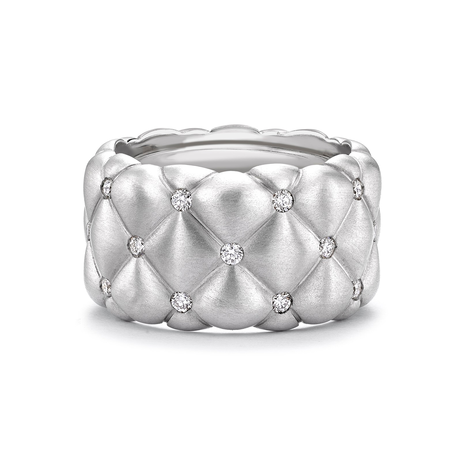 Fabergé Treillage 18ct White Gold 0.42ct Diamond Brushed Grande Ring