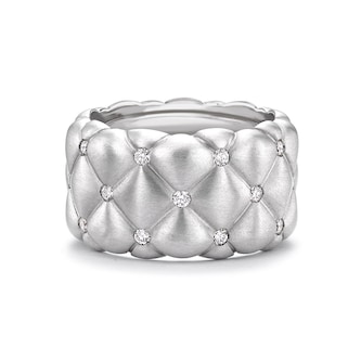 Fabergé Treillage 18ct White Gold 0.42ct Diamond Brushed Grande Ring Fabergé Treillage 18ct White Gold 0.42ct Diamond Brushed Grande Ring