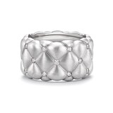 Fabergé Faberge Crown 18ct White Gold 0.42ct Diamond Brushed Grande Ring - Size I