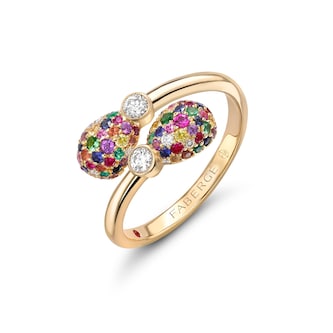 Fabergé Emotion 18ct Yellow Gold Diamond & Mixed Gemstones Crossover Ring Fabergé Emotion 18ct Yellow Gold Diamond & Mixed Gemstones Crossover Ring