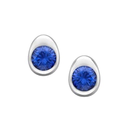 37280374 - Colours Of Love 18ct White Gold Cosmic Curve Blue Sapphire Stud Earrings
