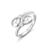 Fabergé Heritage 18ct White Gold 0.10ct Diamond Crossover Ring - Size N