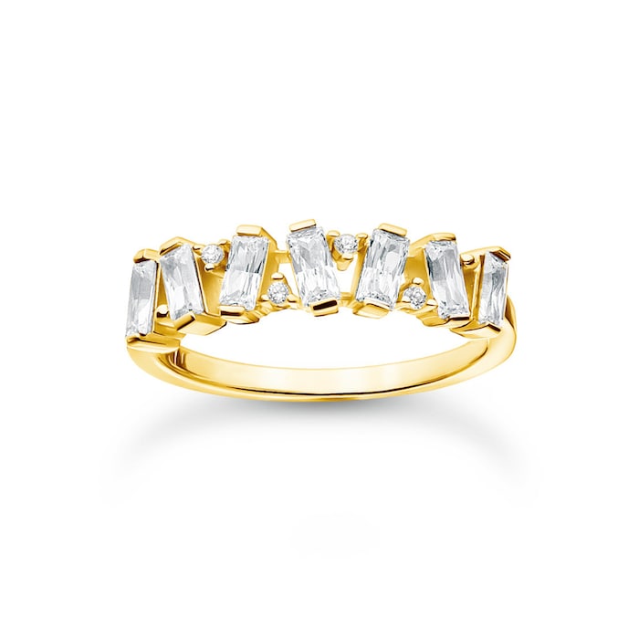 Thomas Sabo Yellow Gold Coloured Cubic Zirconia Baguette Ring