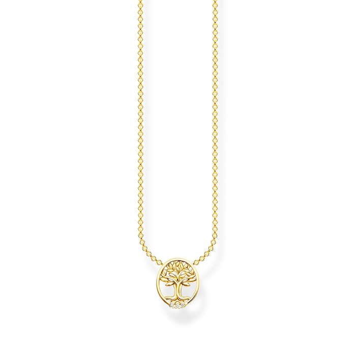 Thomas Sabo Gold Plated Tree Of Love Cubic Zironia 38-45cm Necklace