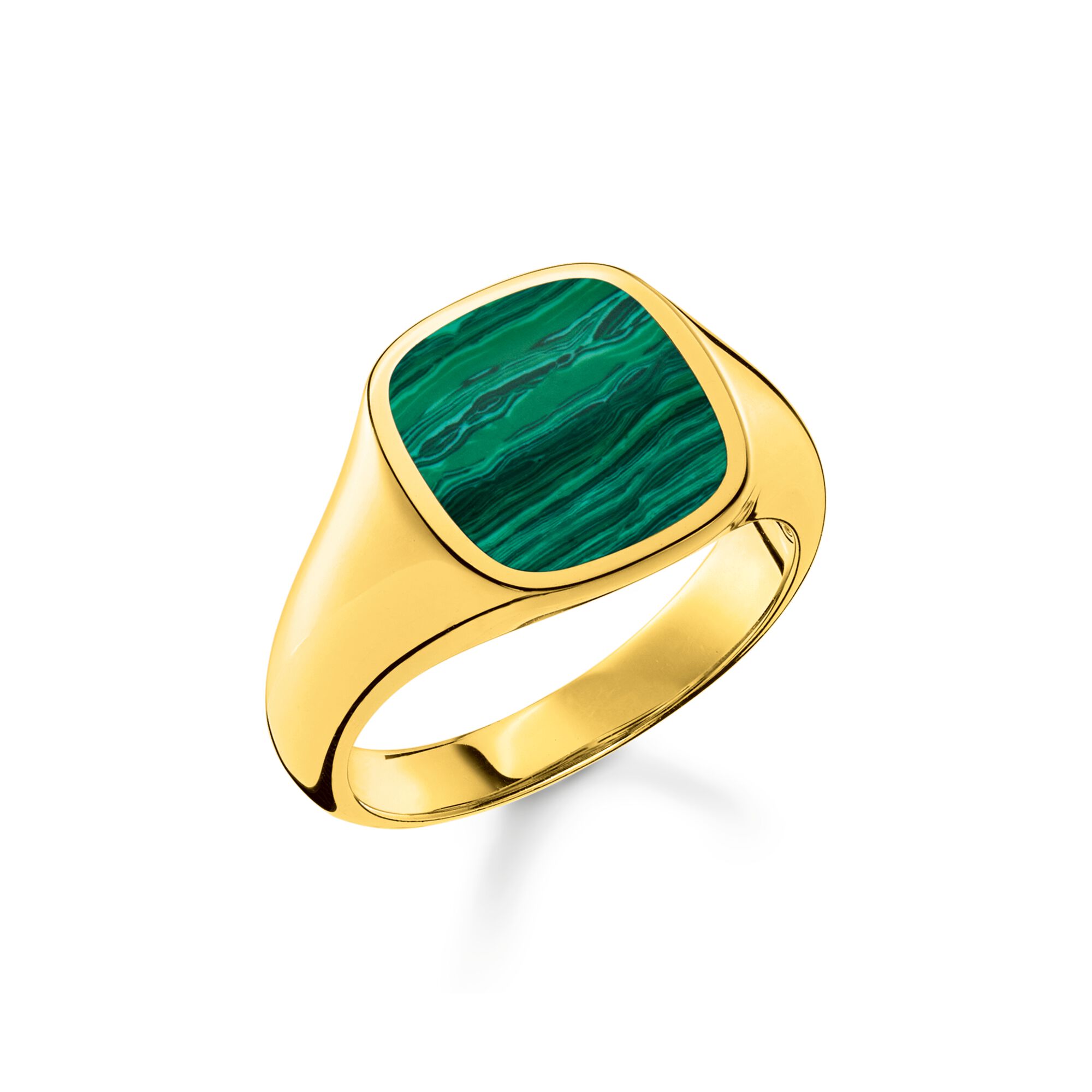 Thomas Sabo Mens Yellow Gold Plated Green Signet Ring Thomas Sabo Mens Yellow Gold Plated Green Signet Ring