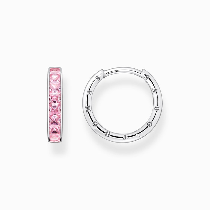 Thomas Sabo Ladies Sterling Silver Pink Crystal Hoop Earrings