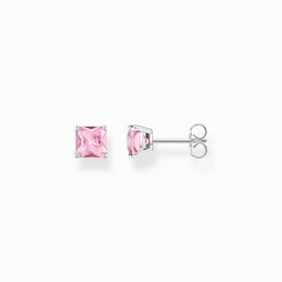 37300728 - Ladies Sterling Silver Pink Stone Stud Earrings