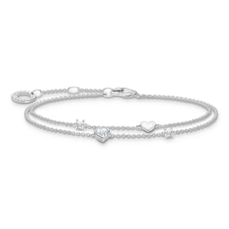 37300736 - Sterling Silver Cubic Zirconia Charm Club Hearts Bracelet