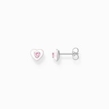 Thomas Sabo Ladies Sterling Silver Heart Shaped Pink Stone Stud Earrings