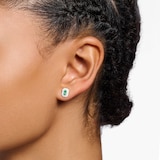 Thomas Sabo Ladies Sterling Silver Octagon Shaped Green Stone Stud Earrings