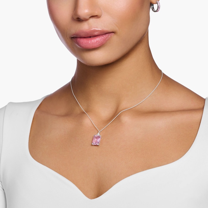 Thomas Sabo Ladies Sterling Silver Pink Stone Necklace