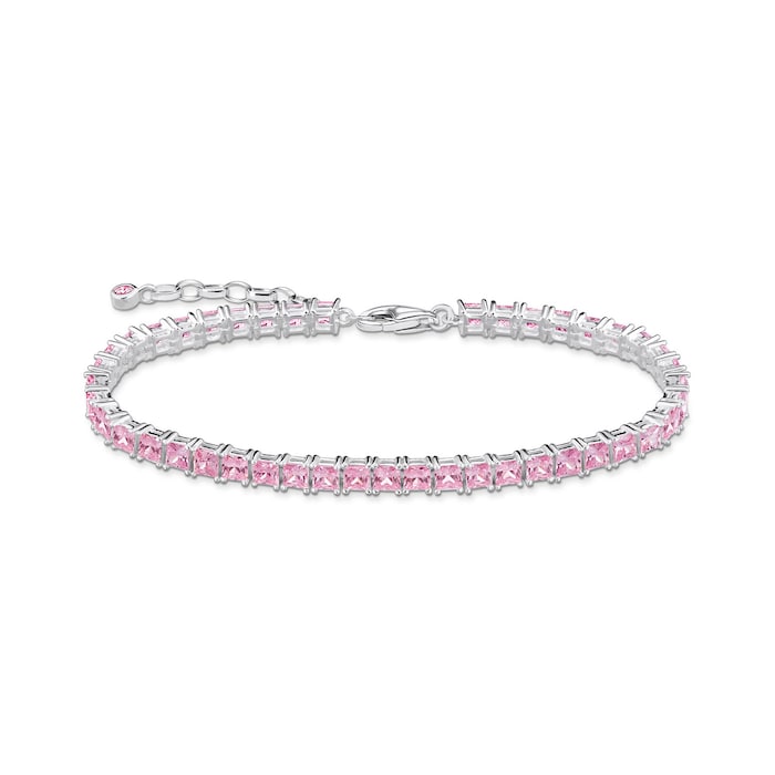 Thomas Sabo Sterling Silver Pink Cubic Zirconia Tennis Bracelet