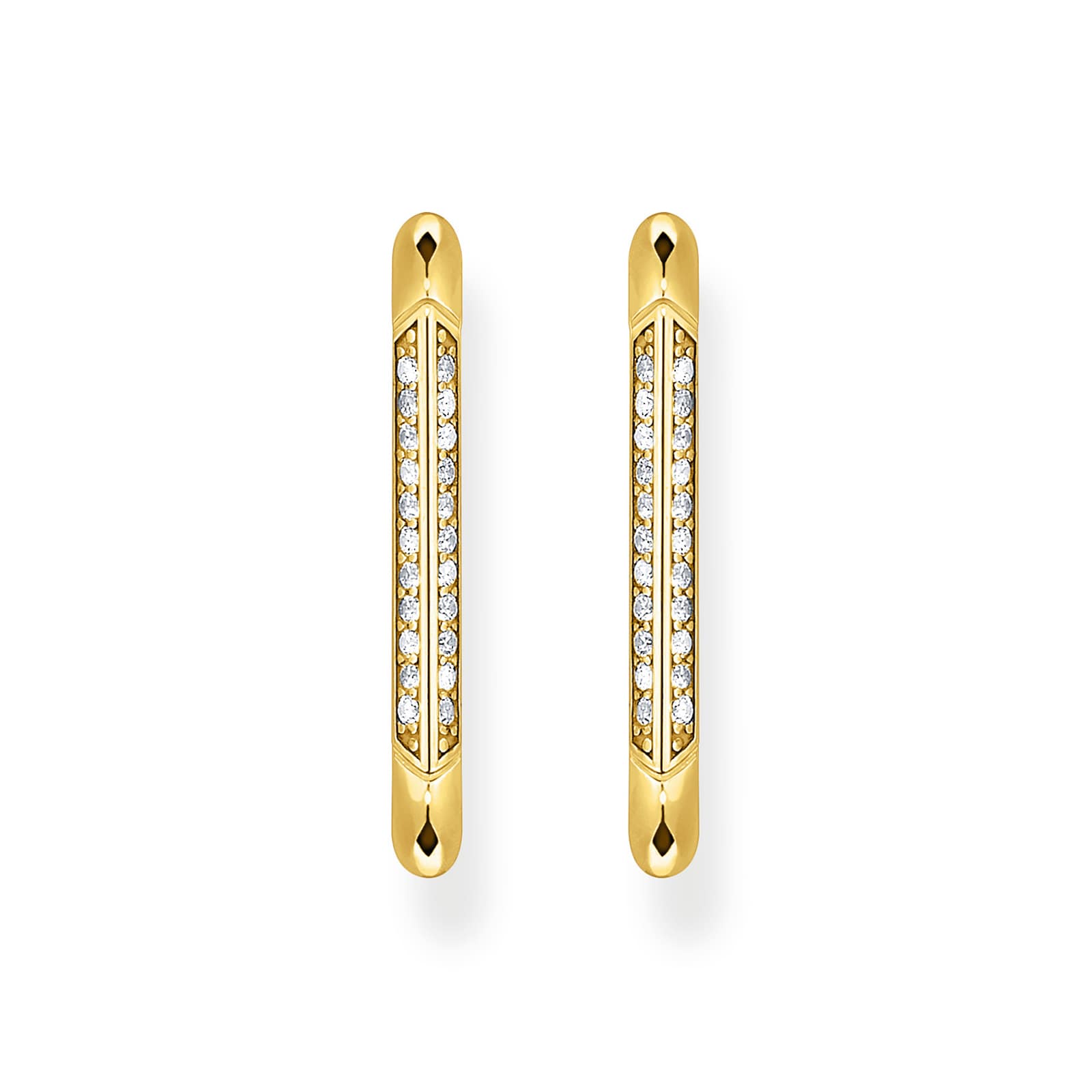 Thomas Sabo Yellow Gold Plated Oval Cubic Zirconia Hoop Earrings