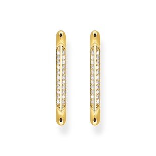 Thomas Sabo Yellow Gold Plated Oval Cubic Zirconia Hoop Earrings