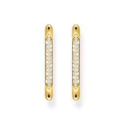 37300771 - Yellow Gold Plated Oval Cubic Zirconia Hoop Earrings