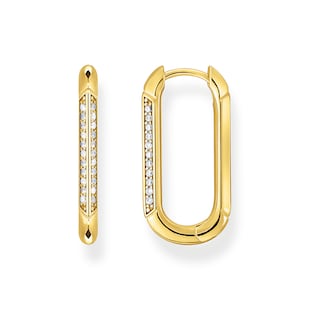 Thomas Sabo Yellow Gold Plated Oval Cubic Zirconia Hoop Earrings