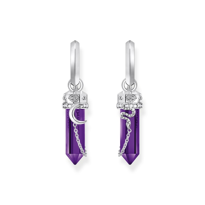 Thomas Sabo Sterling Silver Imitation Amethyst Hoop Earrings