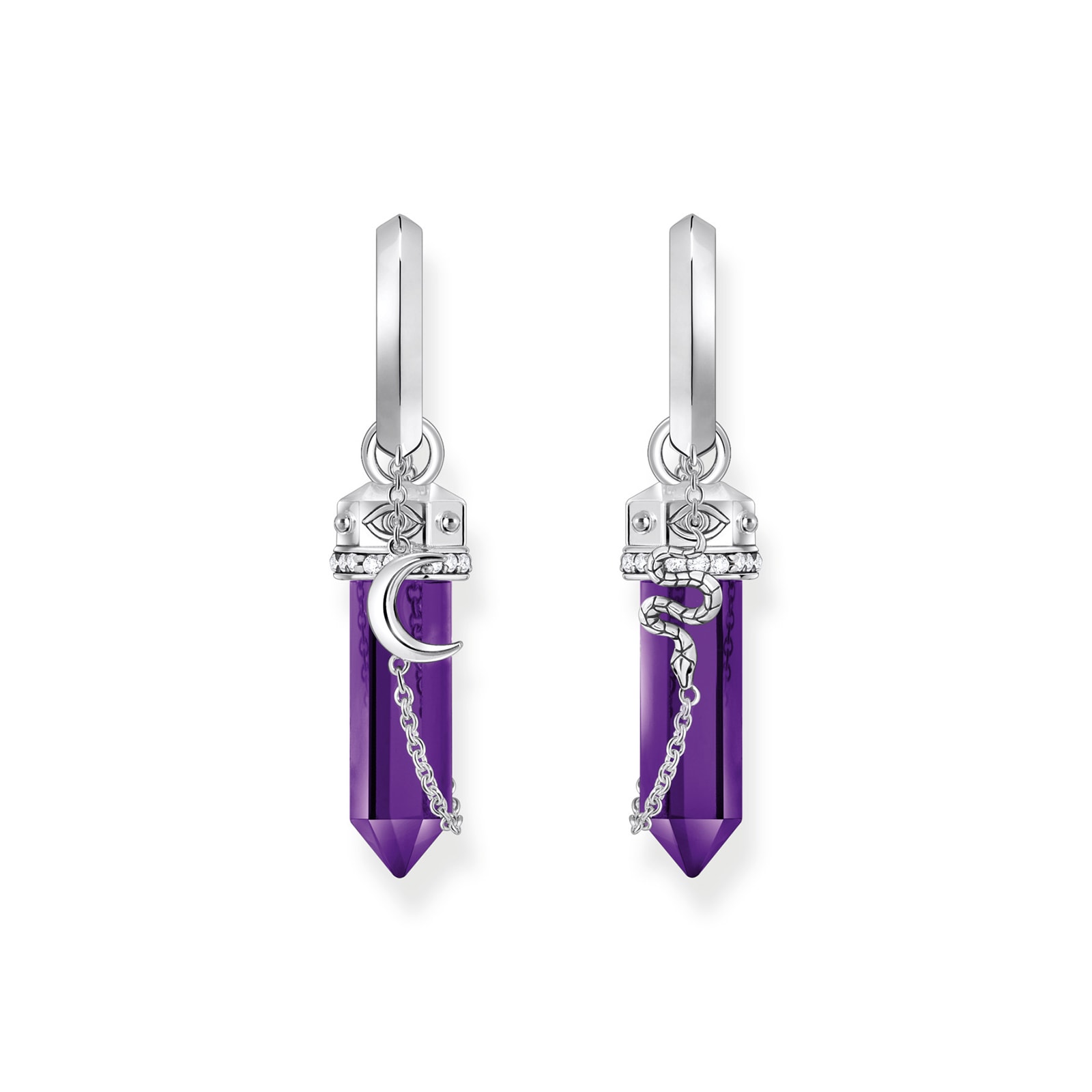 Thomas Sabo Sterling Silver Imitation Amethyst Hoop Earrings