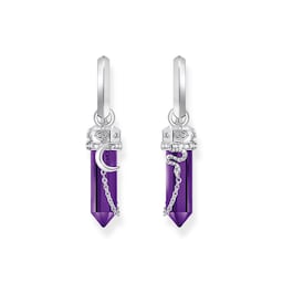 37300772 - Sterling Silver Imitation Amethyst Hoop Earrings