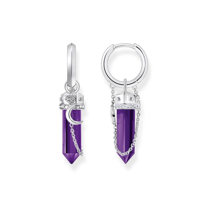 Thomas Sabo Sterling Silver Imitation Amethyst Hoop Earrings