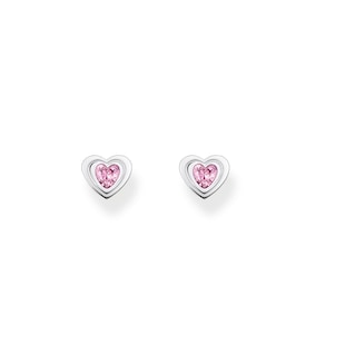 Thomas Sabo Sterling Silver Pink Zirconia Heart Stud Earrings