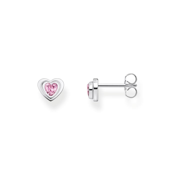Thomas Sabo Sterling Silver Pink Zirconia Heart Stud Earrings
