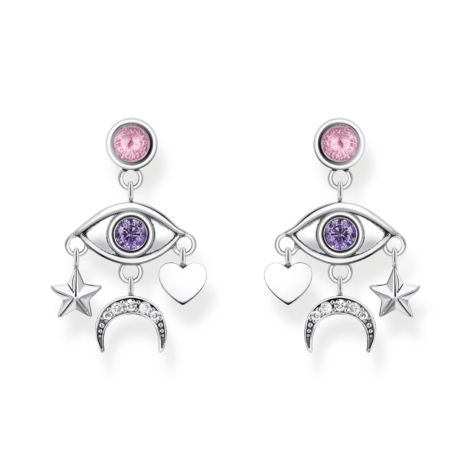 Thomas Sabo Sterling Silver Multi Stone Eye Drop Earrings