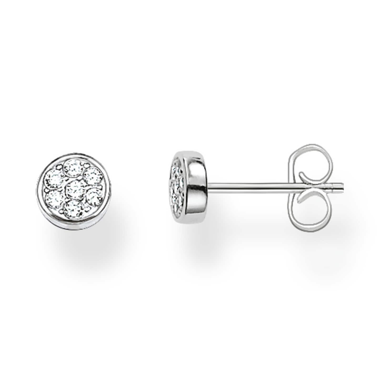 Sterling Silver White Pave Stud Earrings